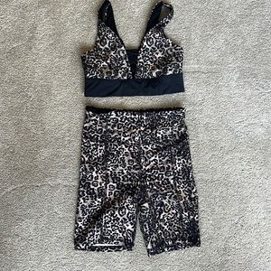 Jessica Simpson cheetah workout set - biker shorts and sports bra